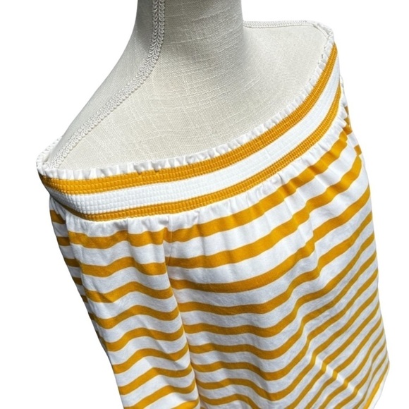 J. Crew Yellow and White Striped Off-Shoulder Blouse - Picture 4 of 12
